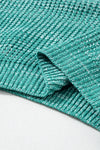 Sea Green Cable Knit Sleeve Drop Shoulder Sweater