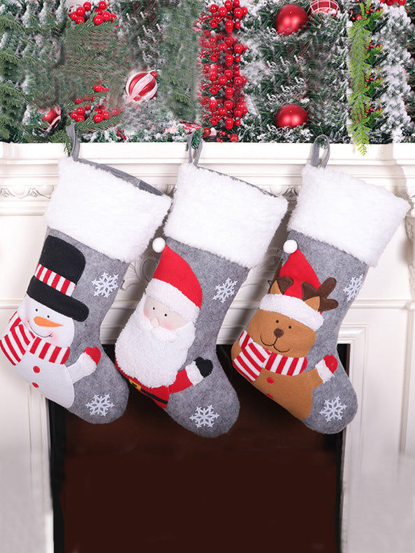 Ornaments jõulusukkade kingikott OREY hall (pakis 3 sokki)