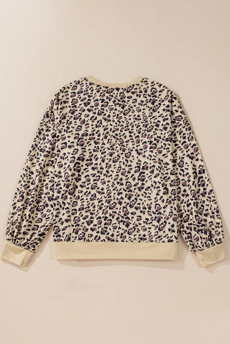 Parchment Leopard Print Crew Neck Sweatshirt