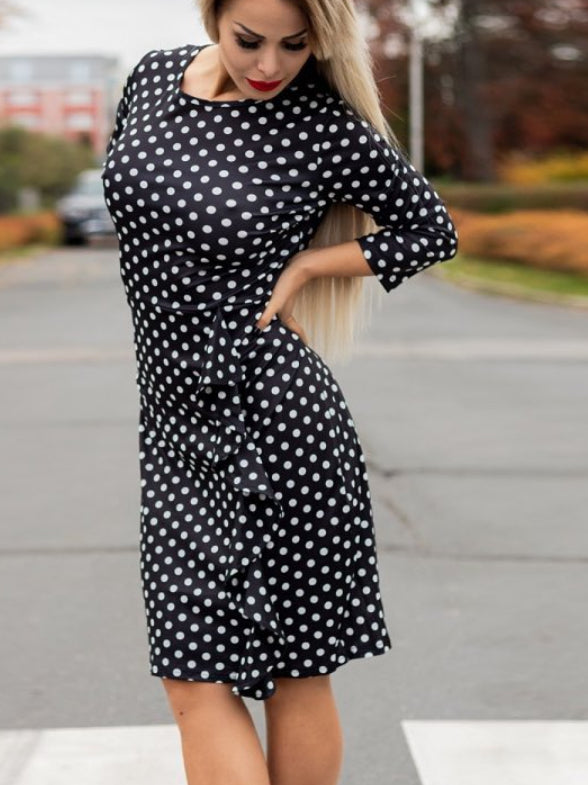 POLKA DOT MIDI KLEIT RUTH must-valge