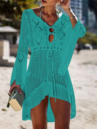 BEACH CROCHETED MINI DRESS ZITA turquoise